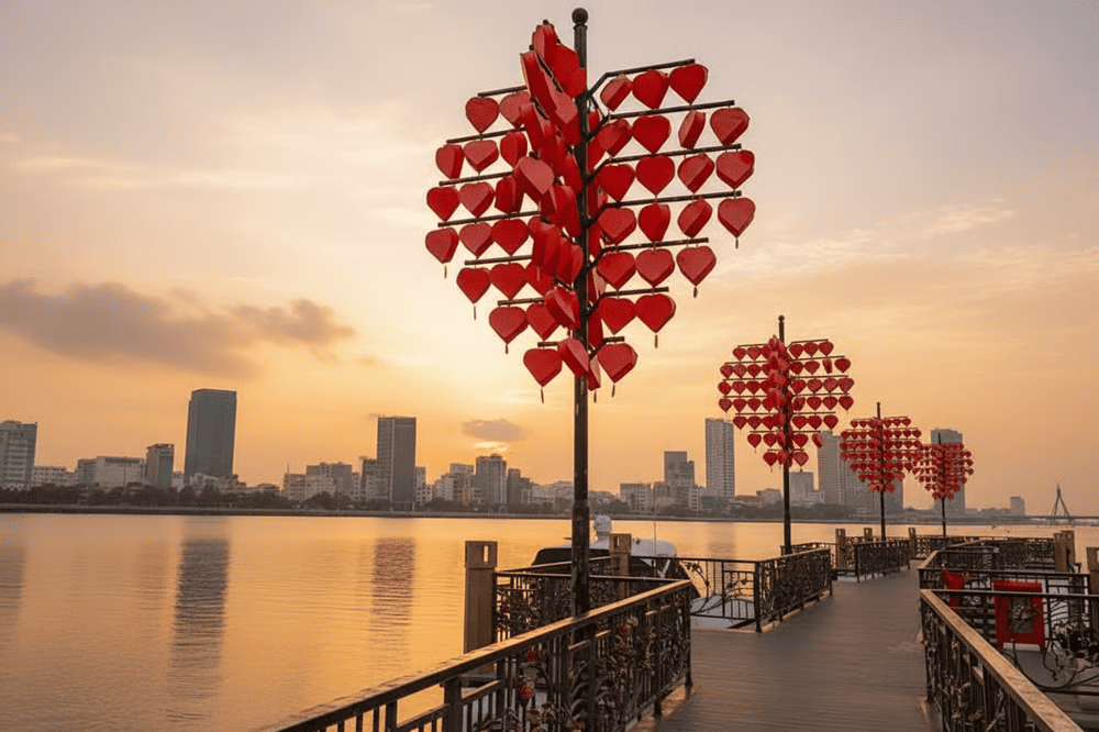 From the Love Lock Bridge, you can have a stunning view of Dragon Bridge